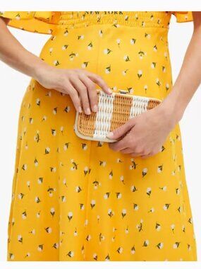 NEW Kate Spade Optic White Kitt Wicker Clutch/Crossbody